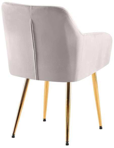 Fauteuil de table matelassé moderne en Velours Gris Métal Doré Arvella - 2