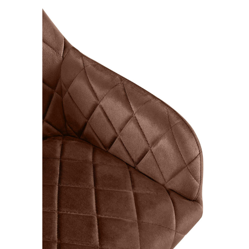 Fauteuil de table matelassé moderne en Velours Marron Métal Doré Arvella - 4