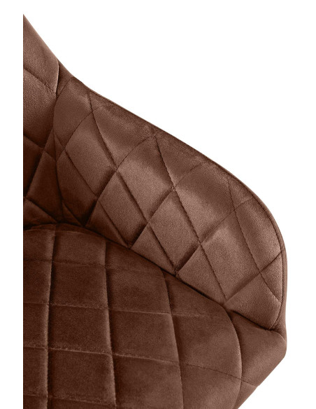 Fauteuil de table matelassé moderne en Velours Marron Métal Doré Arvella - 4