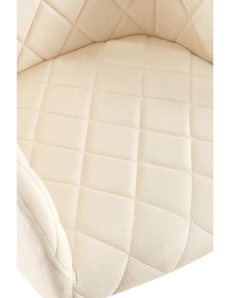 Fauteuil de table matelassé moderne en Velours Blanc crème Métal Doré Arvella - 4