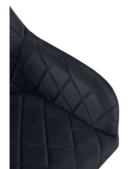 Fauteuil de table matelassé moderne en Velours Noir Métal Doré Arvella - 3