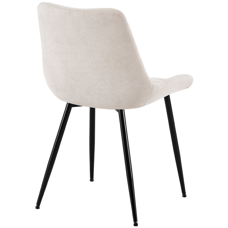 Chaise matelassée moderne Velours côtelé Blanc crème Métal Noir Mat Brioni - 3