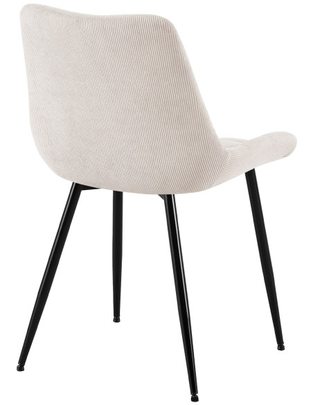 Chaise matelassée moderne Velours côtelé Blanc crème Métal Noir Mat Brioni - 3