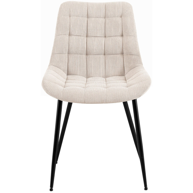 Chaise matelassée moderne Velours côtelé Blanc crème Métal Noir Mat Brioni - 4