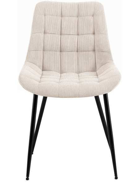Chaise matelassée moderne Velours côtelé Blanc crème Métal Noir Mat Brioni - 4