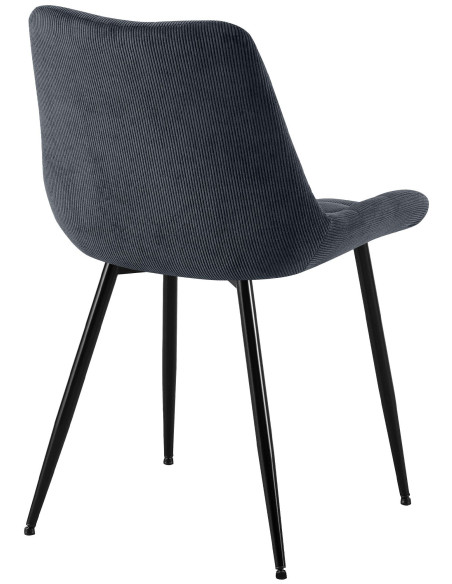 Chaise matelassée moderne Velours côtelé Noir Métal Noir Mat Brioni - 3