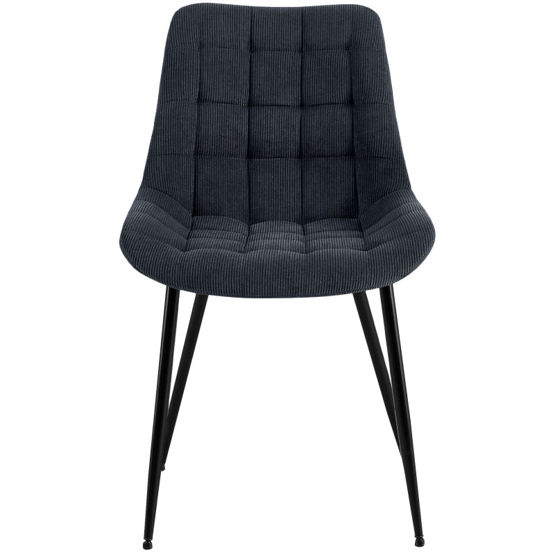 Chaise matelassée moderne Velours côtelé Noir Métal Noir Mat Brioni - 4