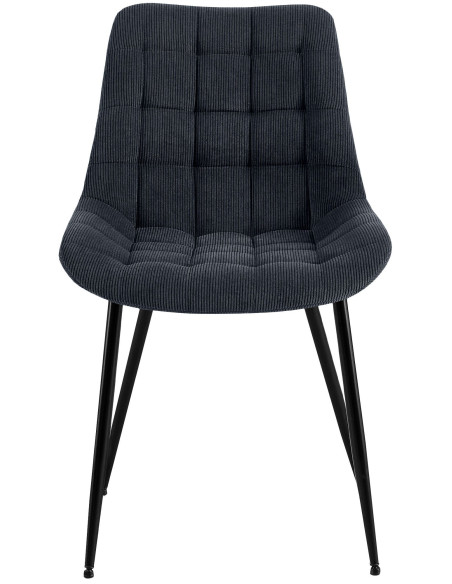 Chaise matelassée moderne Velours côtelé Noir Métal Noir Mat Brioni - 4