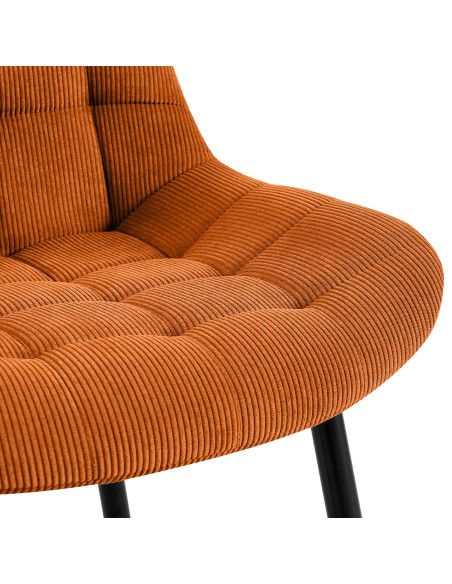 Chaise matelassée moderne Velours côtelé Orange Métal Noir Mat Brioni - 2