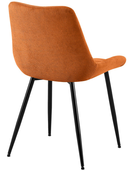 Chaise matelassée moderne Velours côtelé Orange Métal Noir Mat Brioni - 3