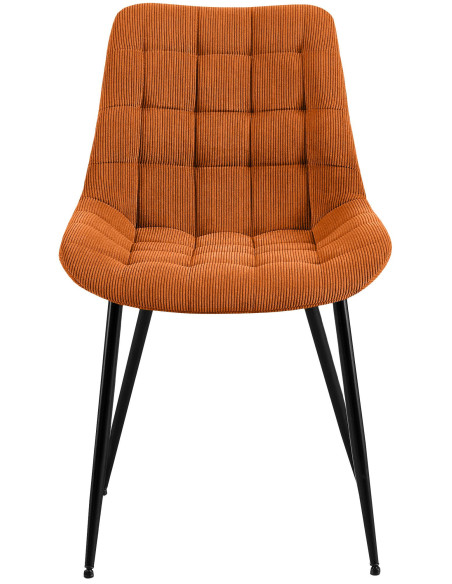Chaise matelassée moderne Velours côtelé Orange Métal Noir Mat Brioni - 4