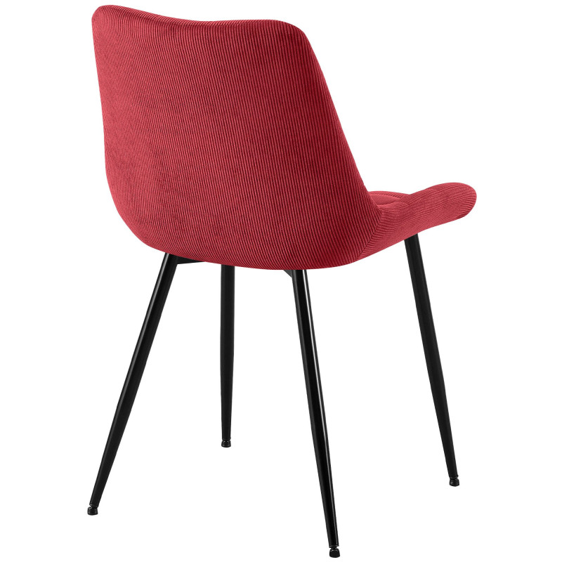 Chaise matelassée moderne Velours côtelé Rouge bordeaux Métal Noir Mat Brioni - 3