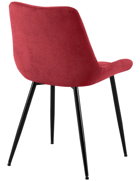Chaise matelassée moderne Velours côtelé Rouge bordeaux Métal Noir Mat Brioni - 3