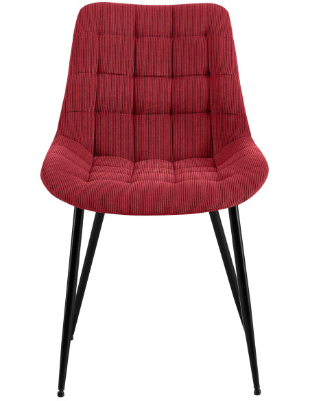 Chaise matelassée moderne Velours côtelé Rouge bordeaux Métal Noir Mat Brioni - 4