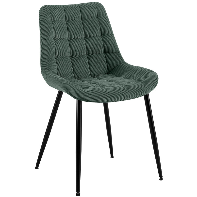 Chaise matelassée moderne Velours côtelé Vert Métal Noir Mat Brioni - 1