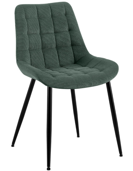 Chaise matelassée moderne Velours côtelé Vert Métal Noir Mat Brioni - 1