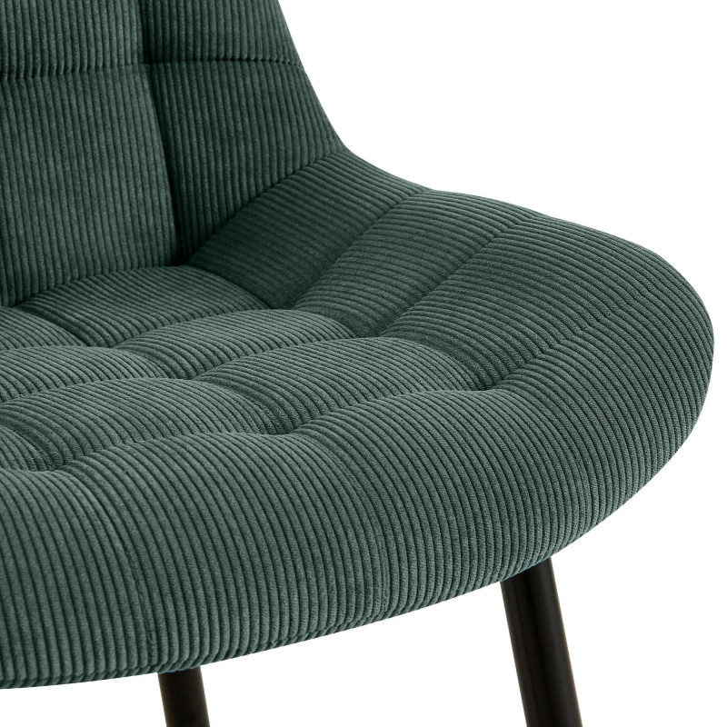 Chaise matelassée moderne Velours côtelé Vert Métal Noir Mat Brioni - 2