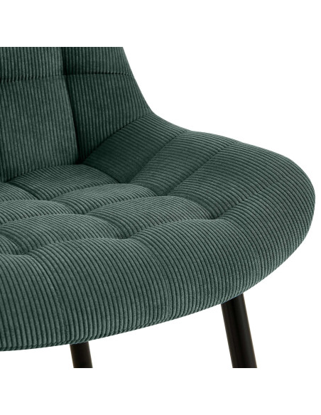 Chaise matelassée moderne Velours côtelé Vert Métal Noir Mat Brioni - 2