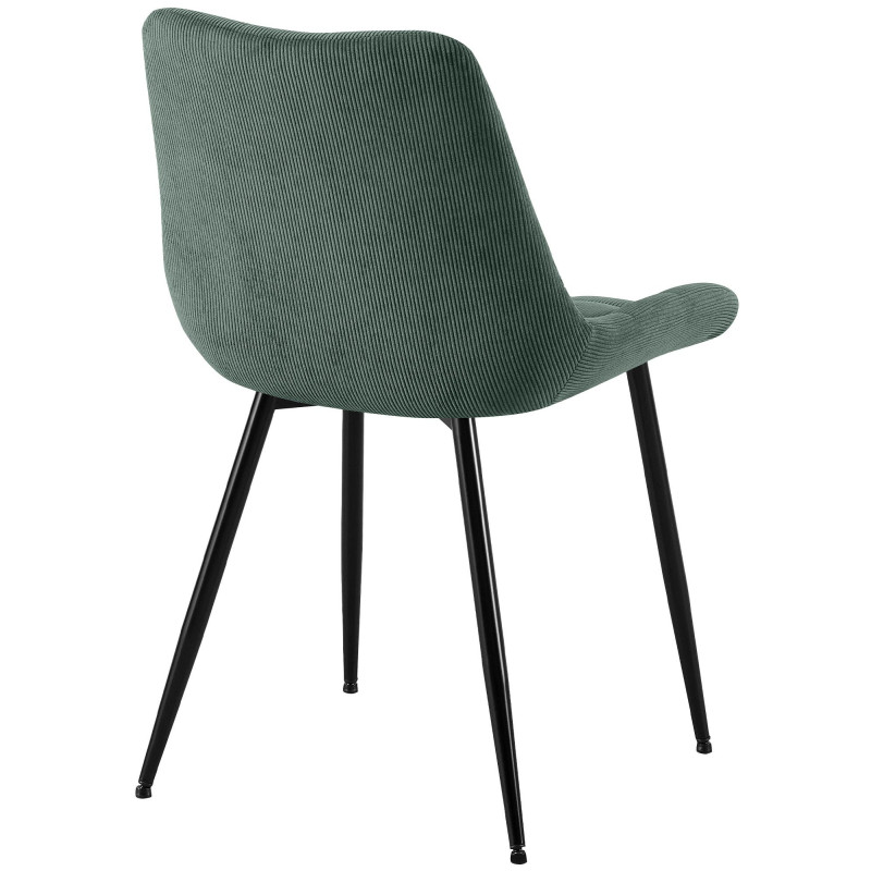 Chaise matelassée moderne Velours côtelé Vert Métal Noir Mat Brioni - 3