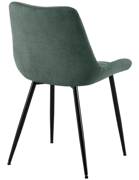 Chaise matelassée moderne Velours côtelé Vert Métal Noir Mat Brioni - 3