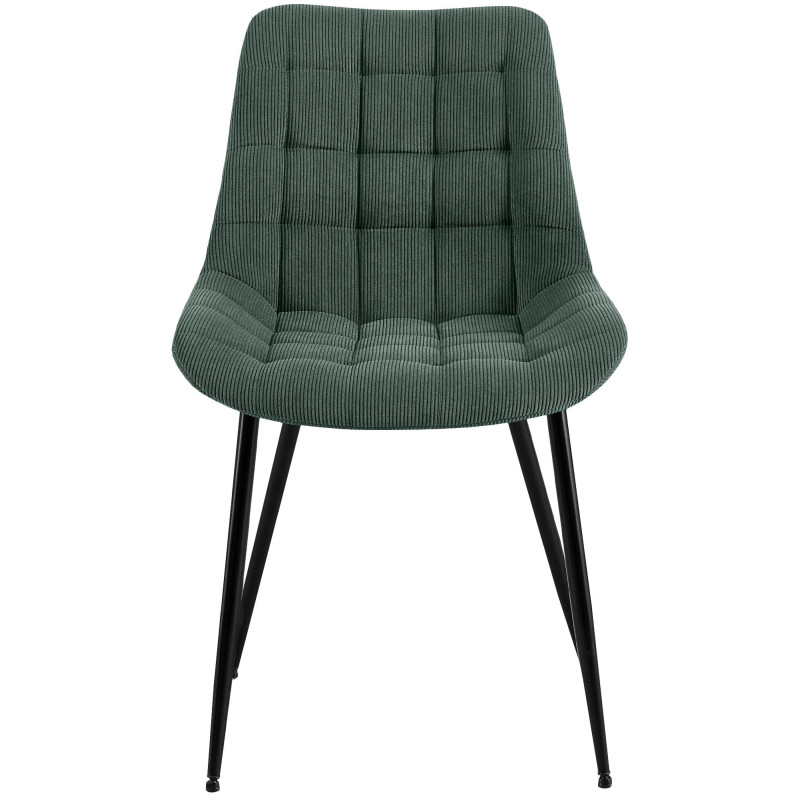 Chaise matelassée moderne Velours côtelé Vert Métal Noir Mat Brioni - 4