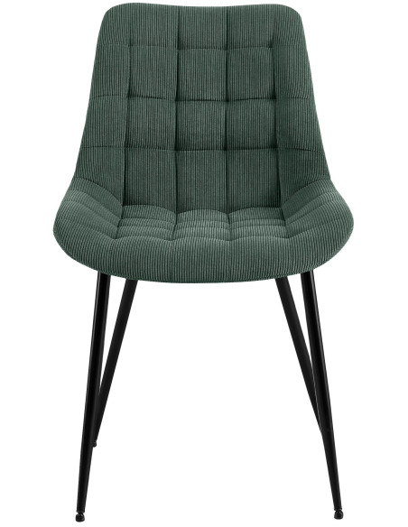 Chaise matelassée moderne Velours côtelé Vert Métal Noir Mat Brioni - 4