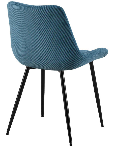 Chaise matelassée moderne Velours côtelé Bleu Métal Noir Mat Brioni - 3
