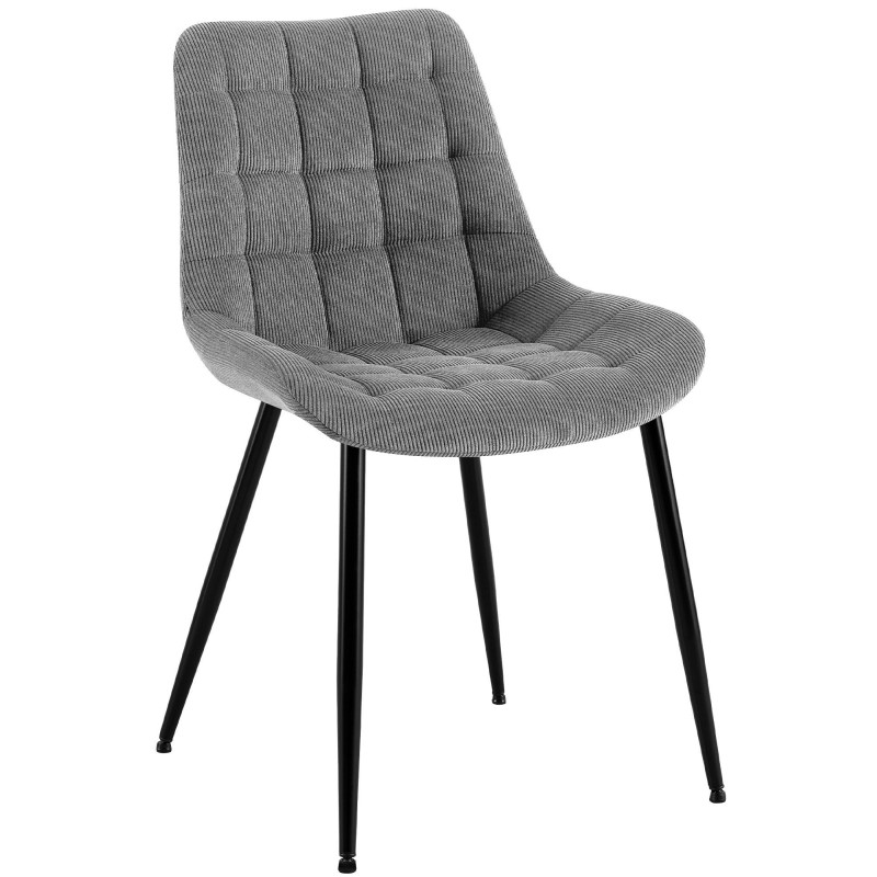 Chaise matelassée moderne Velours côtelé Gris Métal Noir Mat Brioni - 1