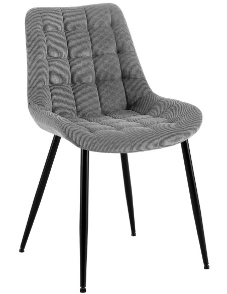 Chaise matelassée moderne Velours côtelé Gris Métal Noir Mat Brioni - 1