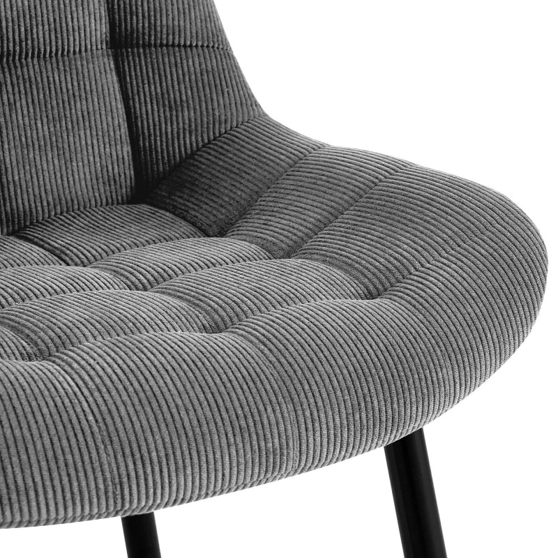 Chaise matelassée moderne Velours côtelé Gris Métal Noir Mat Brioni - 2