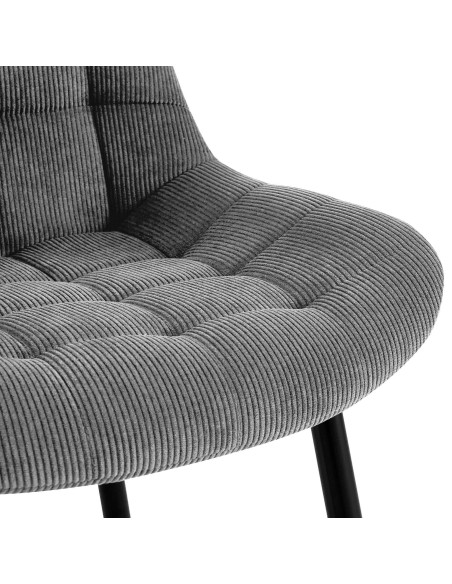 Chaise matelassée moderne Velours côtelé Gris Métal Noir Mat Brioni - 2