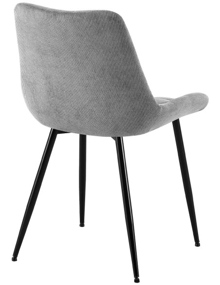 Chaise matelassée moderne Velours côtelé Gris Métal Noir Mat Brioni - 3
