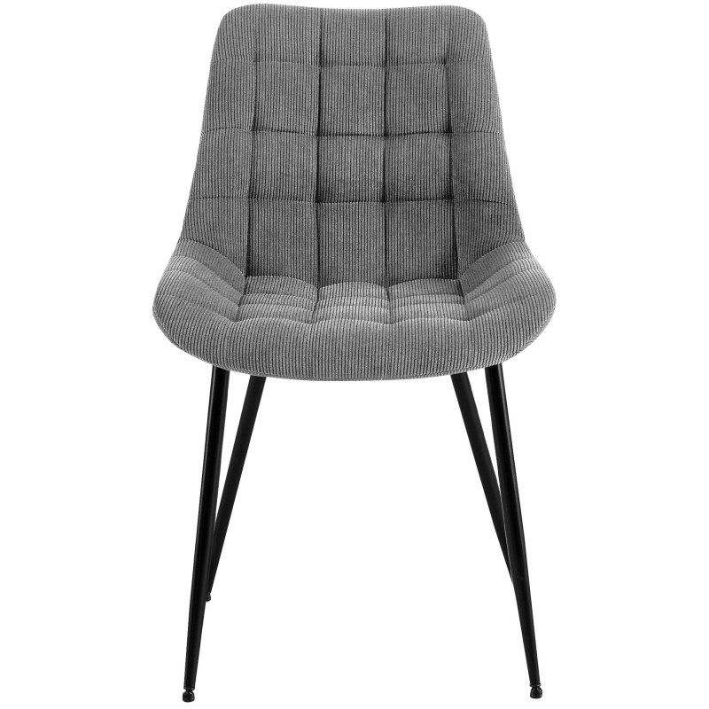 Chaise matelassée moderne Velours côtelé Gris Métal Noir Mat Brioni - 4