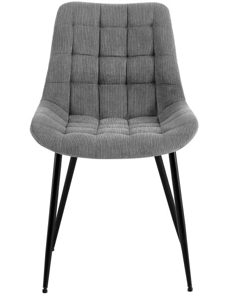 Chaise matelassée moderne Velours côtelé Gris Métal Noir Mat Brioni - 4