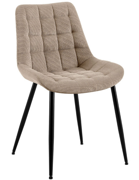 Chaise matelassée moderne Velours côtelé Taupe Métal Noir Mat Brioni - 1