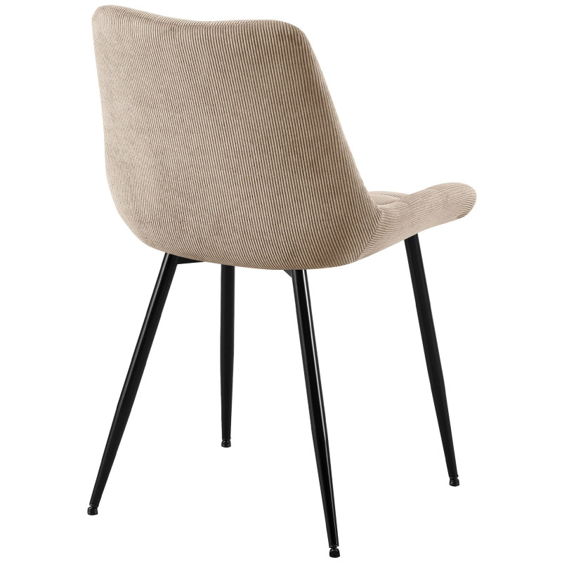 Chaise matelassée moderne Velours côtelé Taupe Métal Noir Mat Brioni - 3