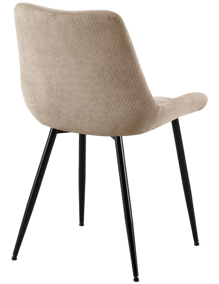 Chaise matelassée moderne Velours côtelé Taupe Métal Noir Mat Brioni - 3