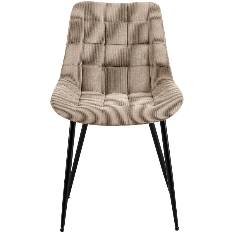 Chaise matelassée moderne Velours côtelé Taupe Métal Noir Mat Brioni - 4