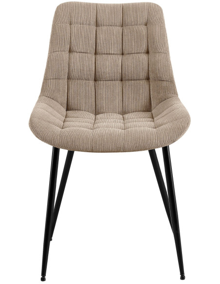 Chaise matelassée moderne Velours côtelé Taupe Métal Noir Mat Brioni - 4