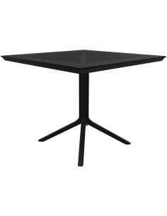 Table de jardin bistrot moderne Carrée 2 personnes Polypropylène Métal Blanc Thermolaqué Reylo