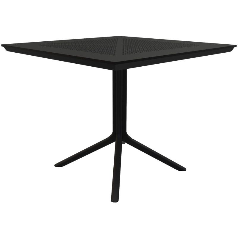 Table de jardin bistrot moderne Carrée 2 personnes Polypropylène Métal Blanc Thermolaqué Reylo