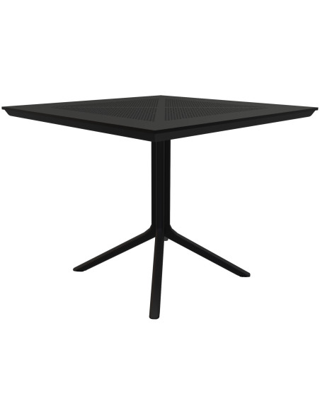 Table de jardin bistrot moderne Carrée 2 personnes Polypropylène Métal Blanc Thermolaqué Reylo