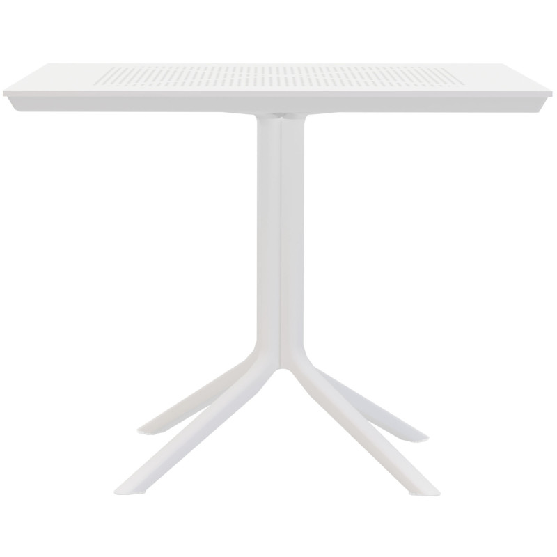 Table de jardin bistrot moderne Carrée 2 personnes Polypropylène Métal Blanc Thermolaqué Reylo - 2
