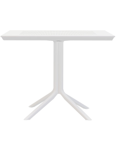 Table de jardin bistrot moderne Carrée 2 personnes Polypropylène Métal Blanc Thermolaqué Reylo - 2
