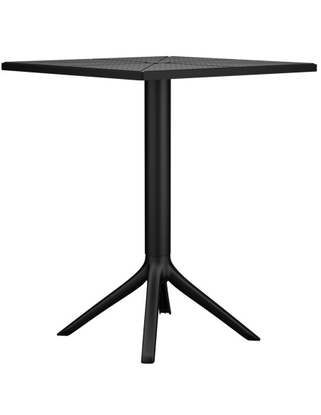 Table de jardin bistrot moderne Carrée 2 personnes Polypropylène Métal Noir Thermolaqué Lainy - 1