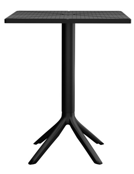 Table de jardin bistrot moderne Carrée 2 personnes Polypropylène Métal Noir Thermolaqué Lainy - 2