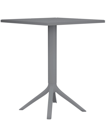 Table de jardin bistrot moderne Carrée 2 personnes Polypropylène Métal Gris foncé Thermolaqué Lainy - 1
