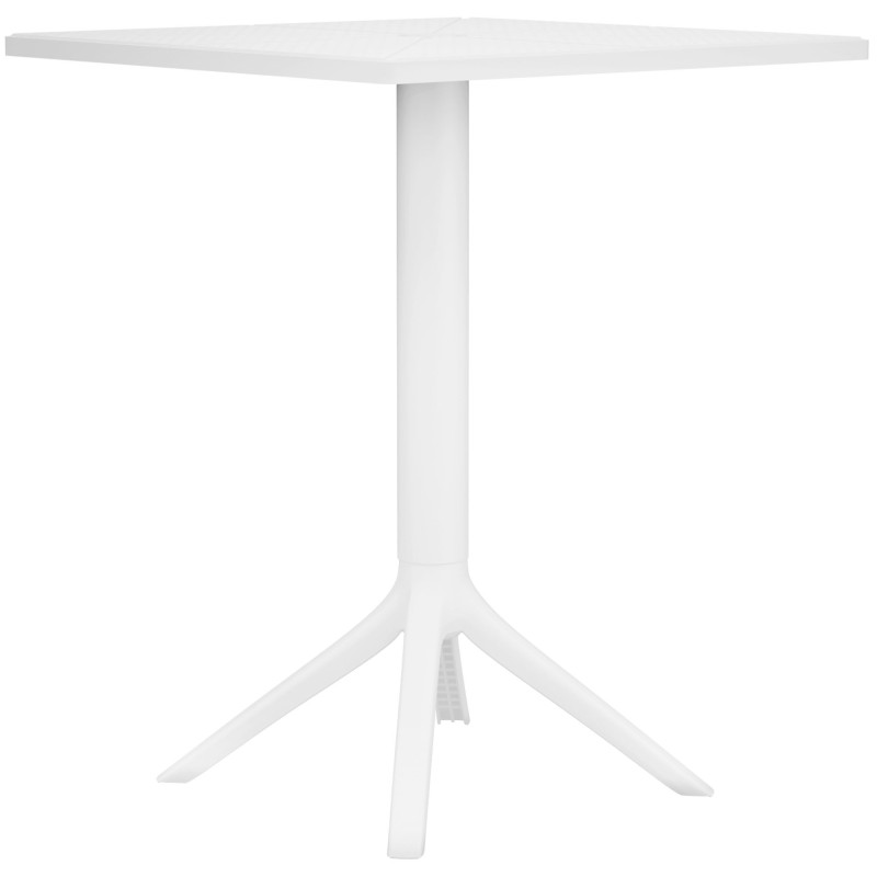 Table de jardin bistrot moderne Carrée 2 personnes Polypropylène Métal Blanc Thermolaqué Lainy
