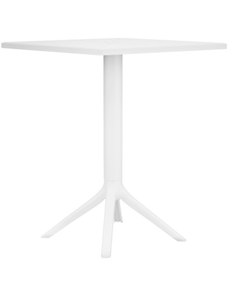 Table de jardin bistrot moderne Carrée 2 personnes Polypropylène Métal Blanc Thermolaqué Lainy