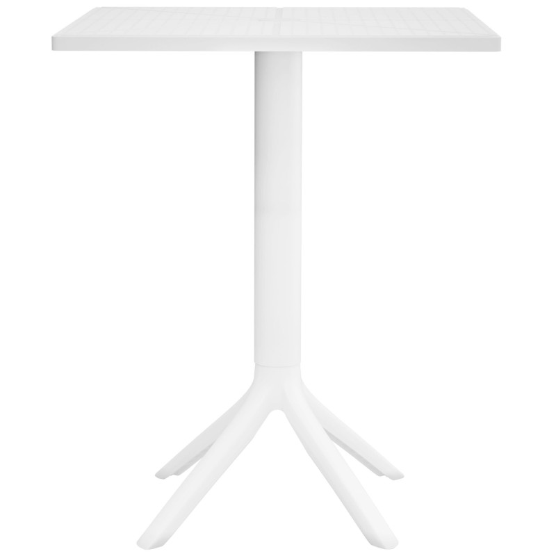 Table de jardin bistrot moderne Carrée 2 personnes Polypropylène Métal Blanc Thermolaqué Lainy 